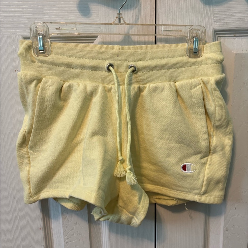 Yellow Champion sweat shorts in small